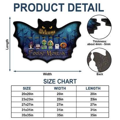 Spooky Wings Welcome Foolish Mortals - Personalized Custom Shaped Doormat