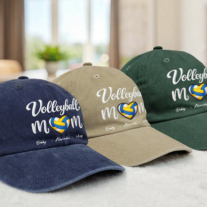 Sport Mom Embroidery Style - Personalized Vintage Washed Denim Cap