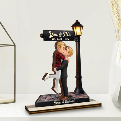Standing Couple You And Me We Got This Under The Light - Personalized Custom Shaped Wooden Plaque