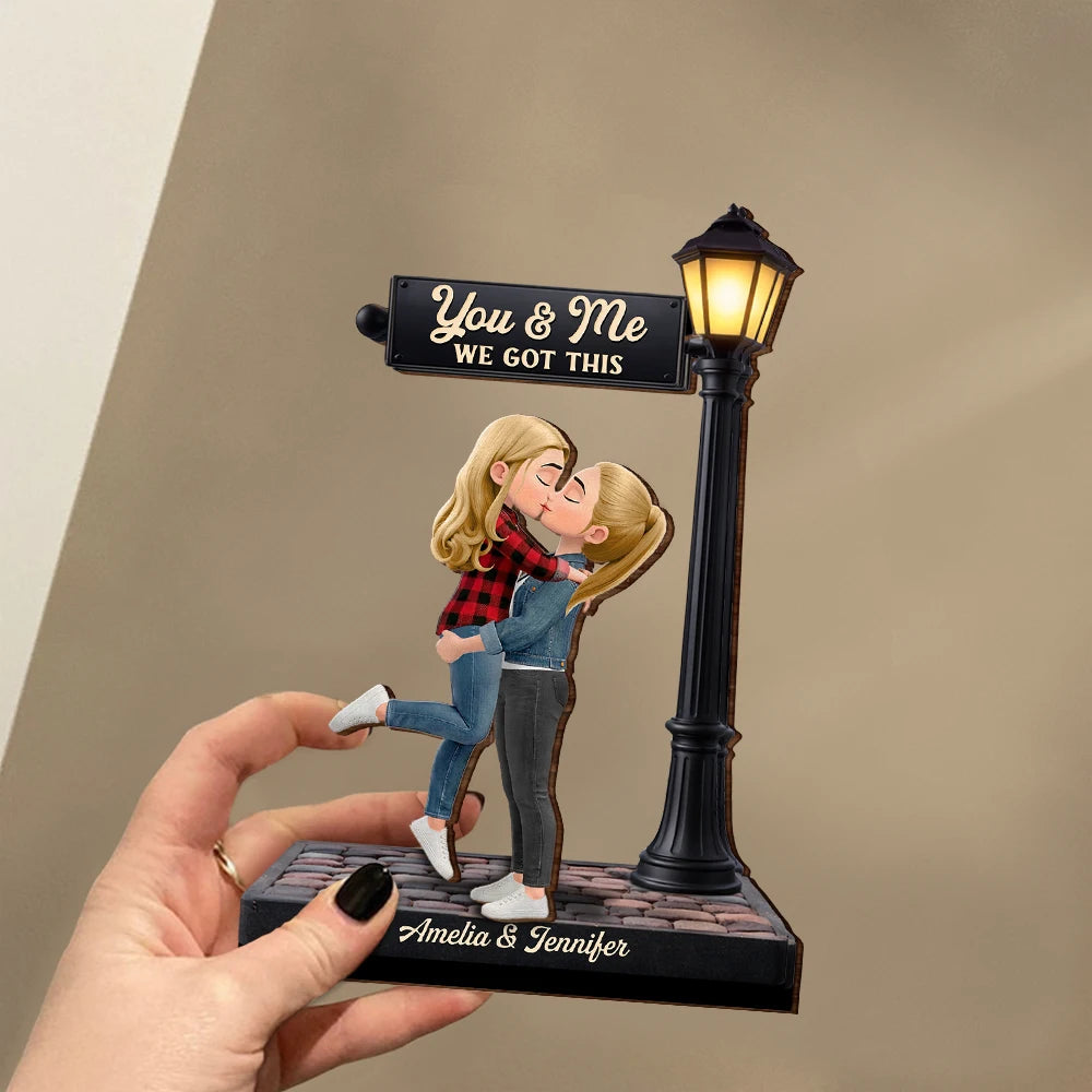 Standing Couple You And Me We Got This Under The Light - Personalized Custom Shaped Wooden Plaque