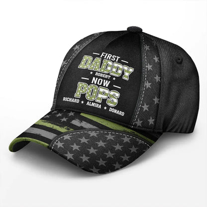 Star & Stripes First Dad Now Papa - Personalized Classic Cap