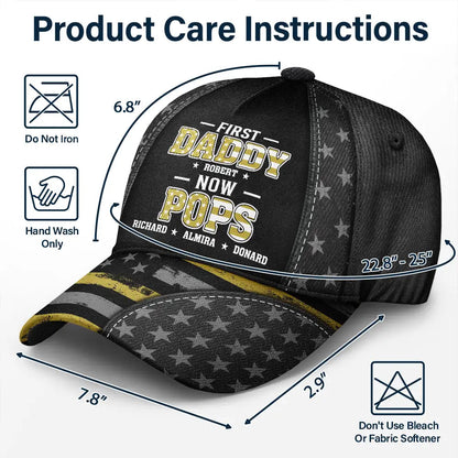 Star & Stripes First Dad Now Papa - Personalized Classic Cap