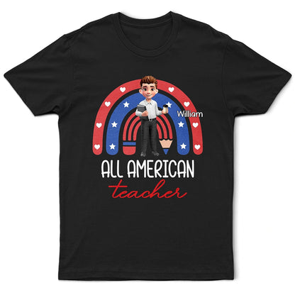 Stars And Stripes All American Teacher - Personalized T Shirt