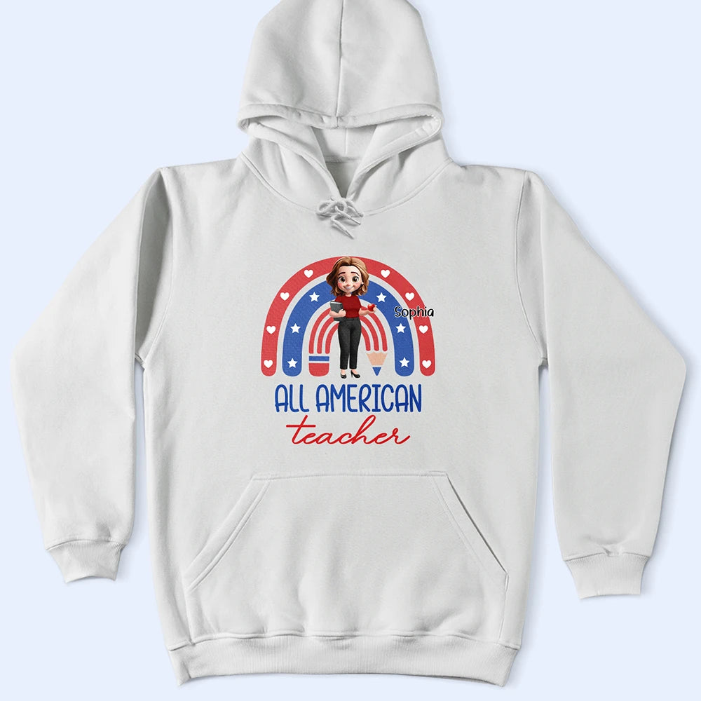 Stars And Stripes All American Teacher - Personalized T Shirt