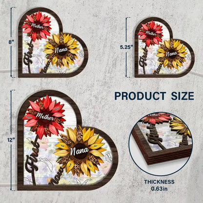 Sunflower First Mom Now Grandma - Personalized LED Light Wooden Plaque