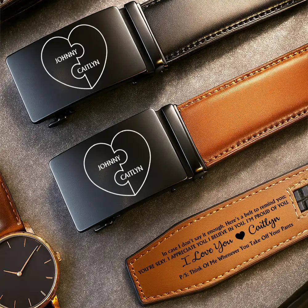 A Belt To Remind You I'm Proud Of You - Gift For Husband, Boyfriend, Anniversary - Personalized Leather Belt With Engraved Buckle