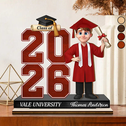 Celebrate Graduation Milestone - Personalized Custom Shaped 2-Layered Wooden Plaque