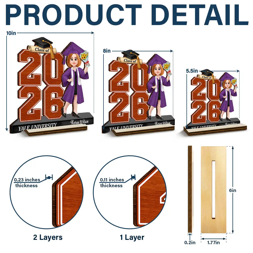 Celebrate Graduation Milestone - Personalized Custom Shaped 2-Layered Wooden Plaque