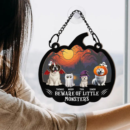 Beware Of Little Woofsters & Meownsters - Personalized Window Hanging Suncatcher Ornament
