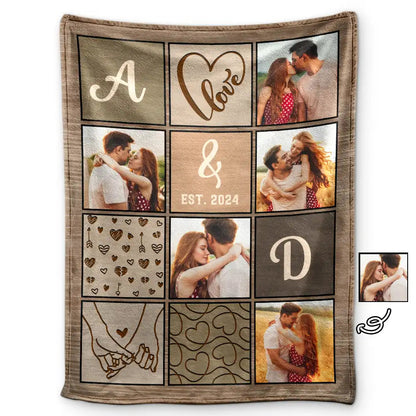 Custom Photo Couple Names Blanket - Personalized Fleece Blanket, Sherpa Blanket