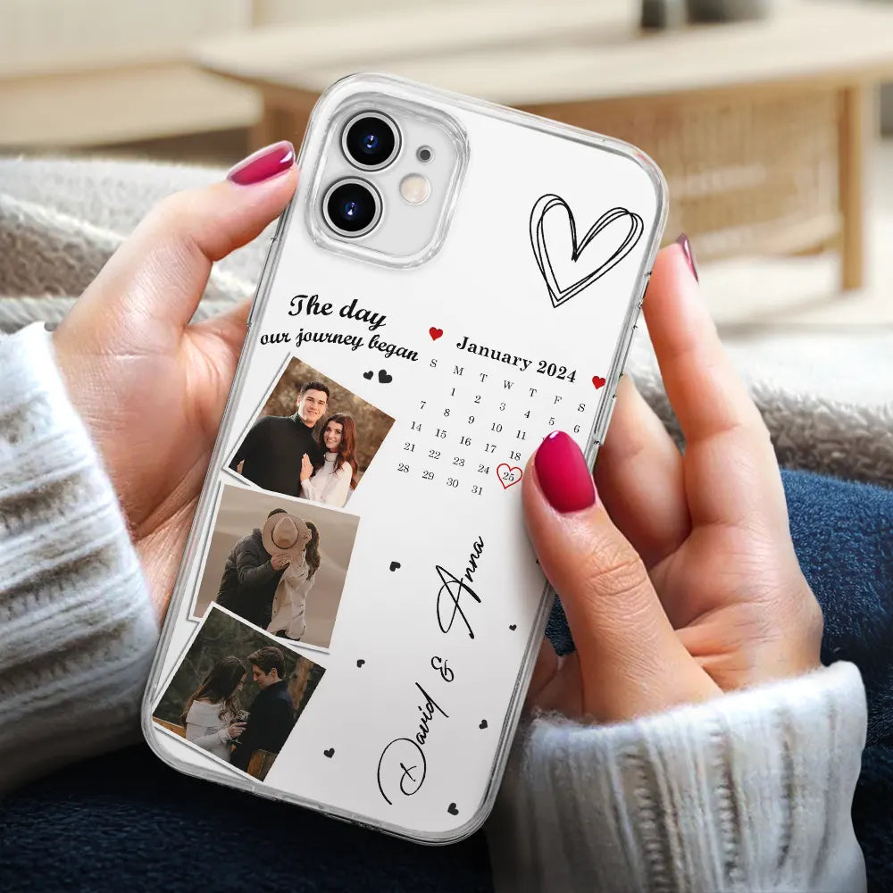 Custom Photo Calendar The Day Our Journey Began - Personalised Clear Phone Case