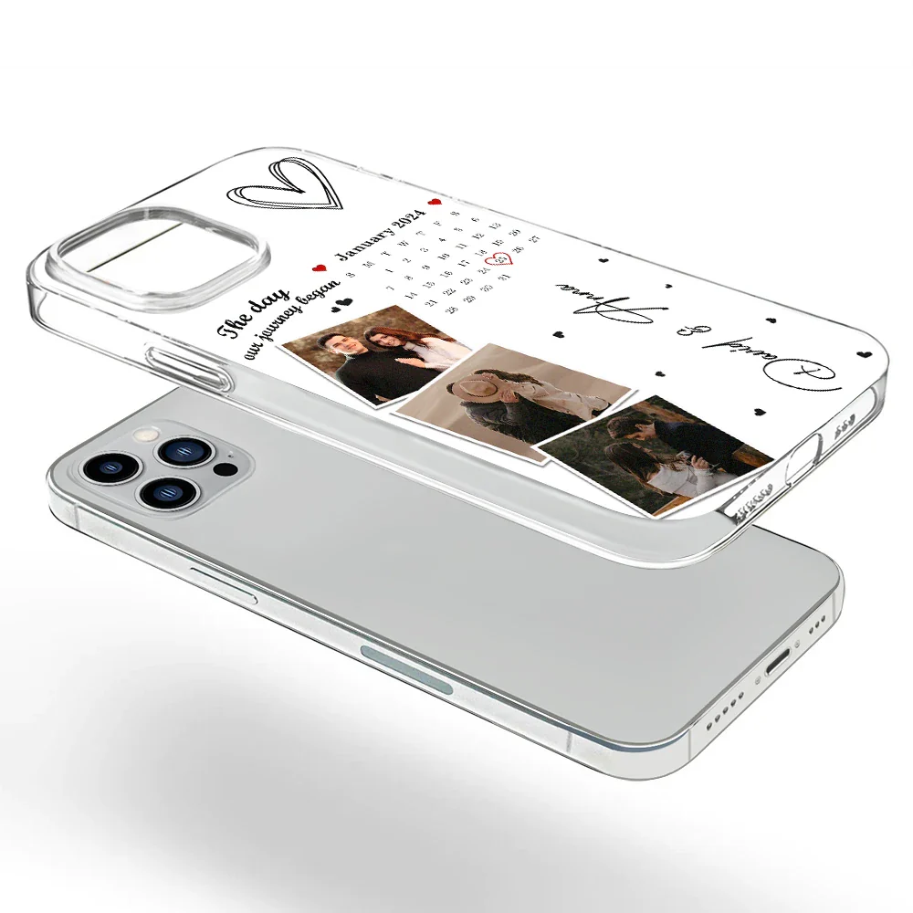 Custom Photo Calendar The Day Our Journey Began - Personalised Clear Phone Case