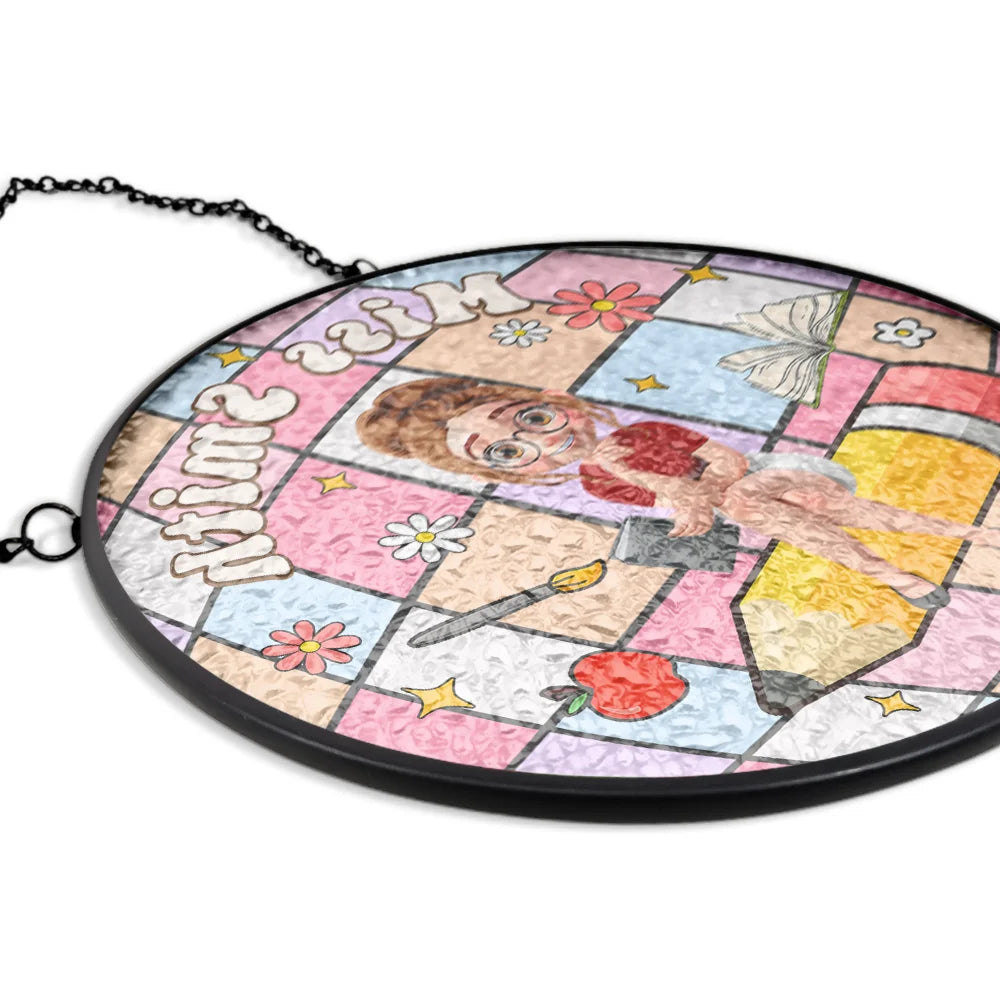 Teacher Disco Ball - Personalized Stained Glass Window Hanging Suncatcher
