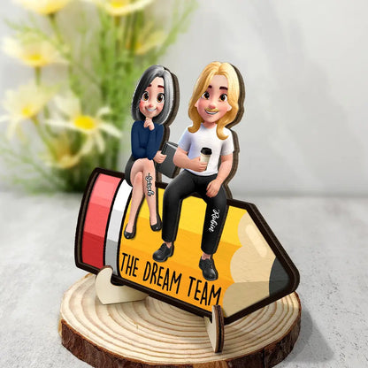 Teacher Dream Team - Personalized 2-Layered Wooden Plaque With Stand