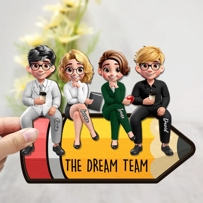 Teacher Dream Team - Personalized 2-Layered Wooden Plaque With Stand