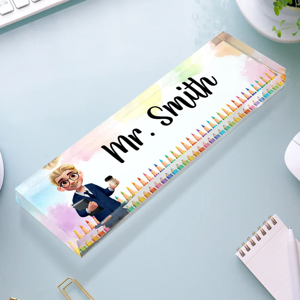 Teacher Name Plate Office Decor - Personalized Desk Name Plate