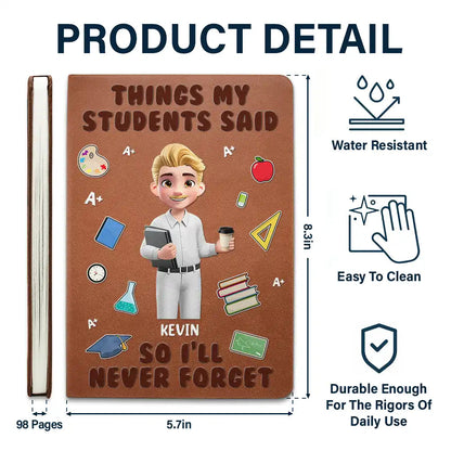 Things My Students Said - Personalized Leather Journal