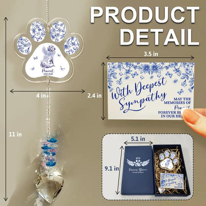 Toile De Jouy Dog Forever Bloom - Personalized Heart Crystal Suncatcher
