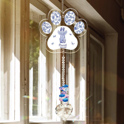 Toile De Jouy Dog Forever Bloom - Personalized Heart Crystal Suncatcher