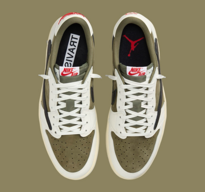 Men's Travis Scott x Air Jordan 1 Retro Low ‘ Medium Olive' Shoes