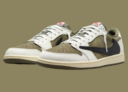 Men's Travis Scott x Air Jordan 1 Retro Low ‘ Medium Olive' Shoes