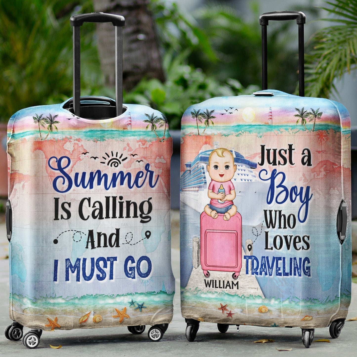 Just A Girl Boy Who Loves Cruising - Birthday Gift For Him, Her, Kid, Friends, Family, Trippin?, Vacation, Beach, Sea, Travel Lovers - Personalized Custom Luggage Cover