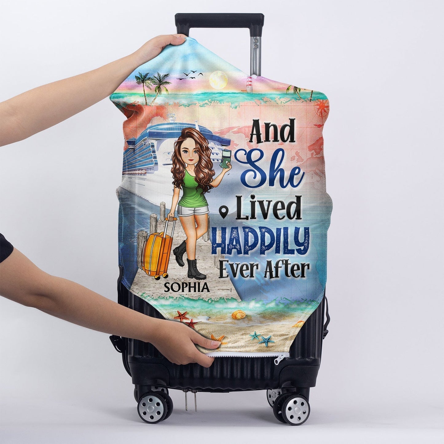 Just A Girl Boy Who Loves Cruising - Birthday Gift For Him, Her, Kid, Friends, Family, Trippin?, Vacation, Beach, Sea, Travel Lovers - Personalized Custom Luggage Cover
