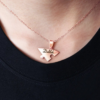 Bestie Sister Forever Friendship Jewelry - Personalized Heart Puzzle Necklace Set