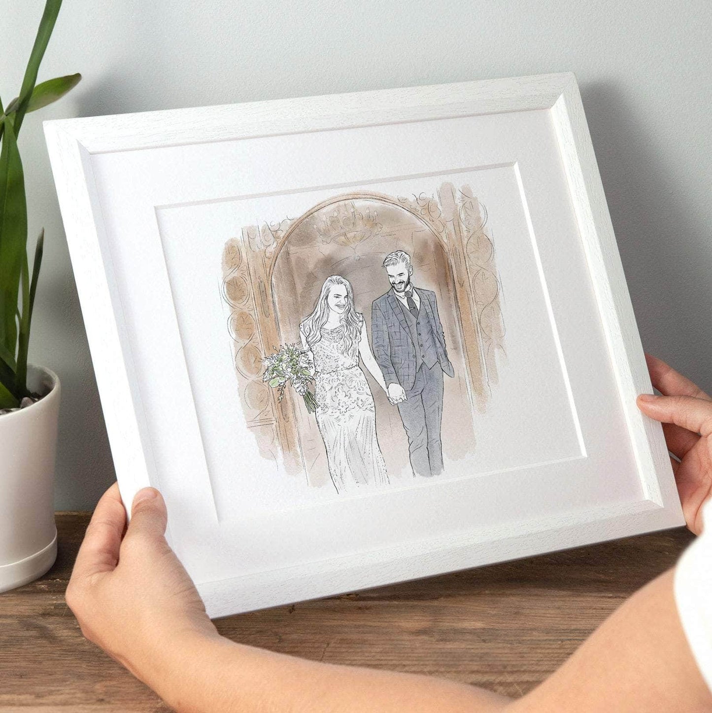 Wedding or Anniversary Couple Line Portrait - Custom Portrait Art