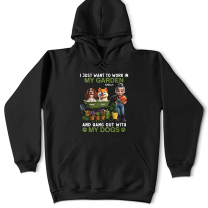 Work In My Garden And Hang Out With My Dogs - Personalized T Shirt