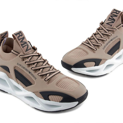 Men's Ea7 Emporio Armani Sneakers With Mesh Panels Beige Sneakers