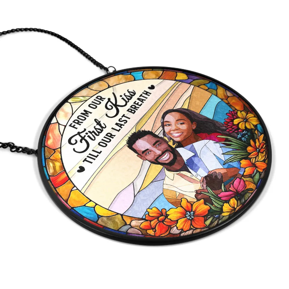 Custom Photo Glass Portrait You & Me We Got This Couple - Personalized Stained Glass Window Hanging Suncatcher
