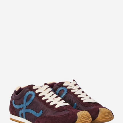 Men' Loewe Ballet Runner 2.0 In Nylon And Calfskin Burgundy Sneaker