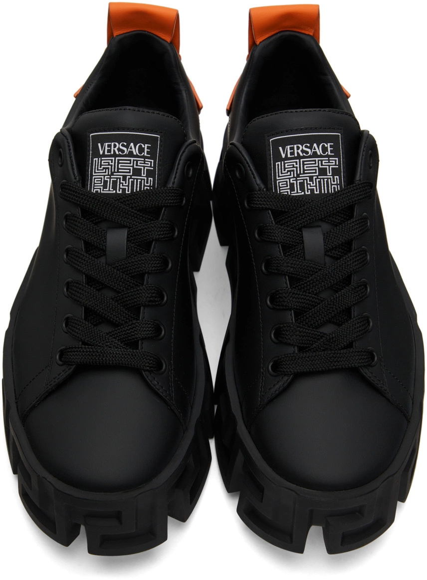 Men's Versace Greca Black Neon Orange Sneakers
