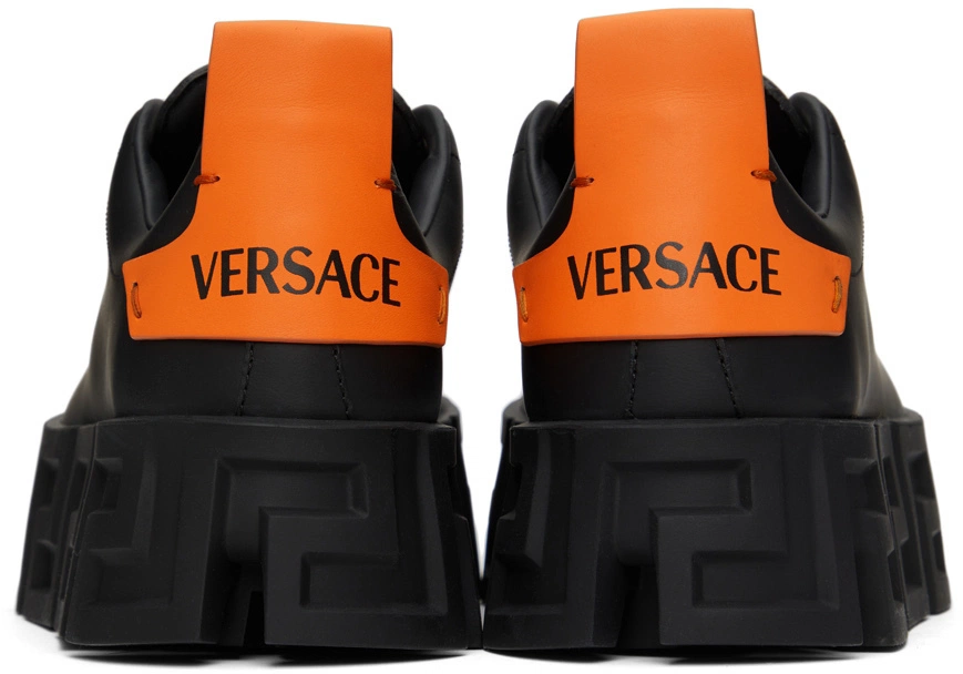 Men's Versace Greca Black Neon Orange Sneakers