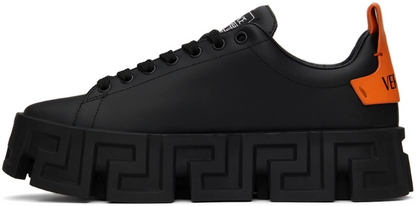 Men's Versace Greca Black Neon Orange Sneakers