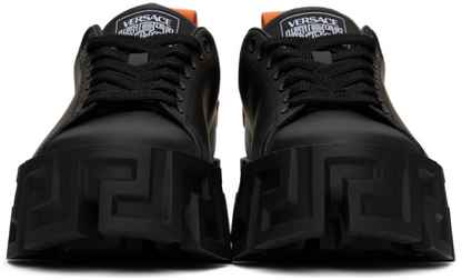 Men's Versace Greca Black Neon Orange Sneakers