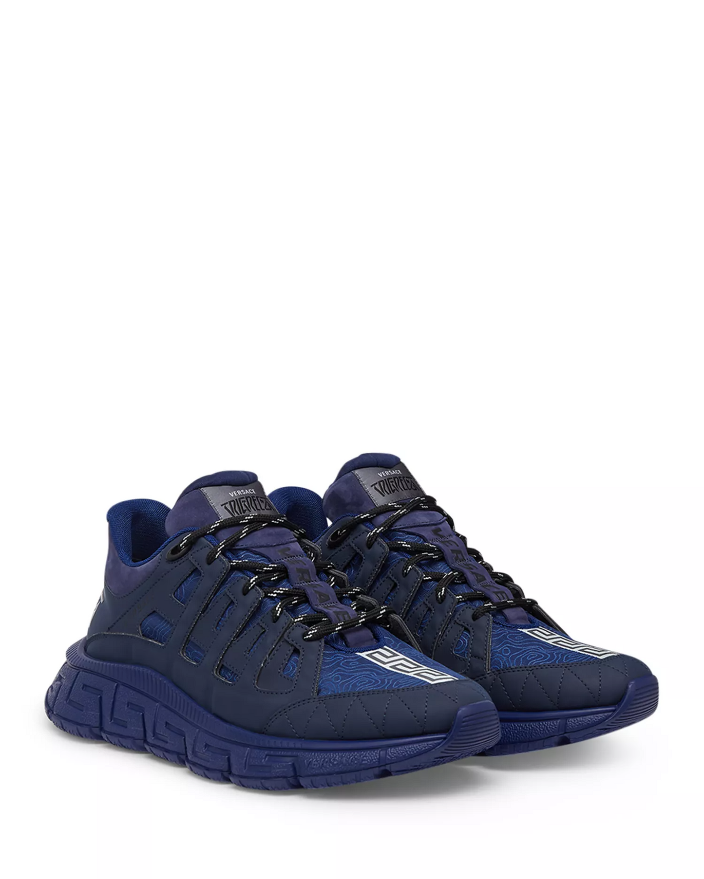 Men's Versace Men's Trigreca Lace Up Barocco Print Blue Sneakers