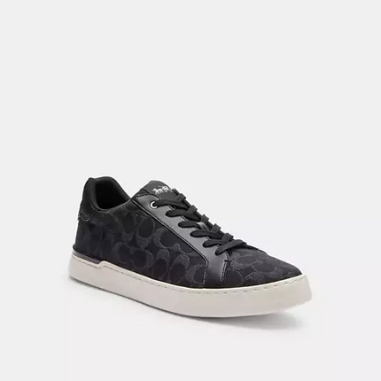 Men's Coach Clip Low-Top Skateboard Black Denim Sneakers