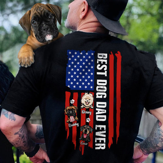 Best Dog Dad Ever Flag Back Custom Dog Shirt