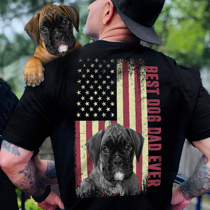 Best Dog Dad Ever Upload Photo Dog Shirt, US Flag Shirt only back