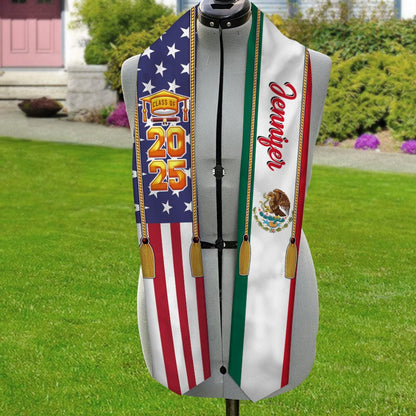 Country Flag Class of 2026 Stoles Sash, Graduation Gift, Senior Gift