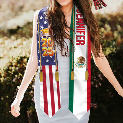 Country Flag Class of 2026 Stoles Sash, Graduation Gift, Senior Gift