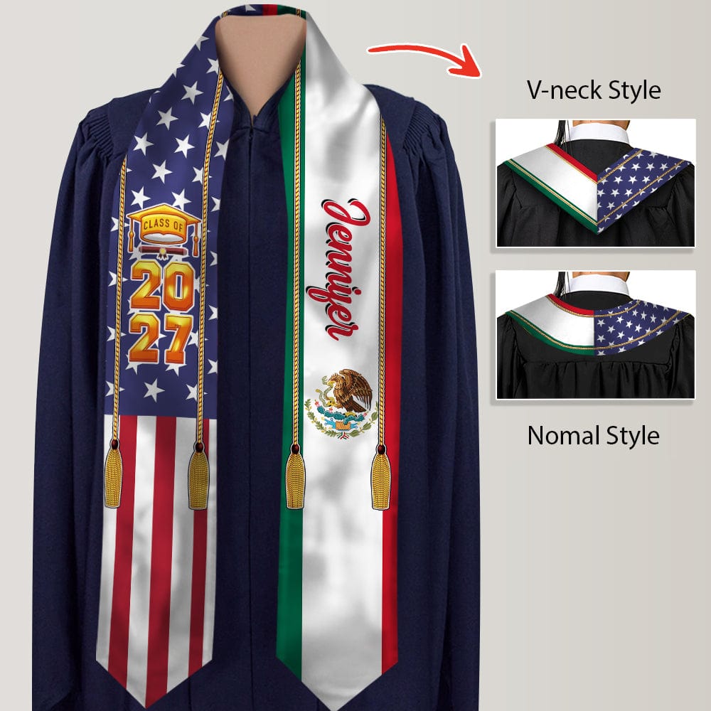 Country Flag Class of 2026 Stoles Sash, Graduation Gift, Senior Gift