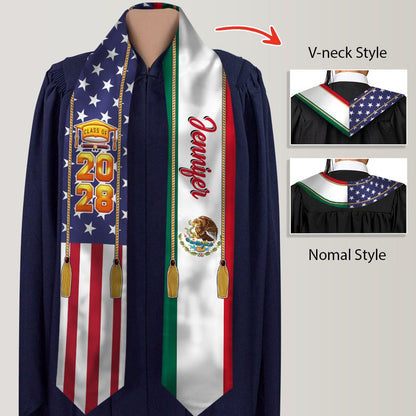 Country Flag Class of 2026 Stoles Sash, Graduation Gift, Senior Gift