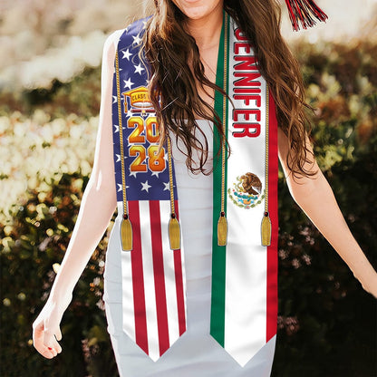Country Flag Class of 2026 Stoles Sash, Graduation Gift, Senior Gift
