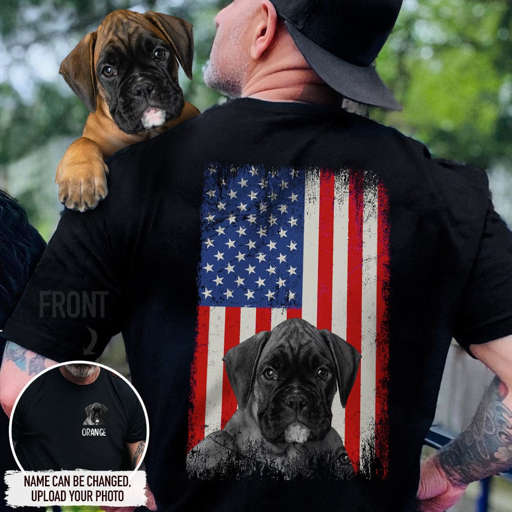 Upload Photo America Flag Dog Shirt