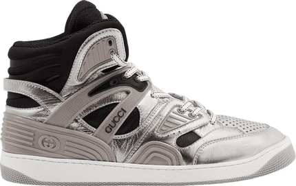 Men's Gucci Basket Silver Black Sneaker Shoes