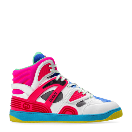 Men's Gucci Basket White Pink Blue Sneaker Shoes