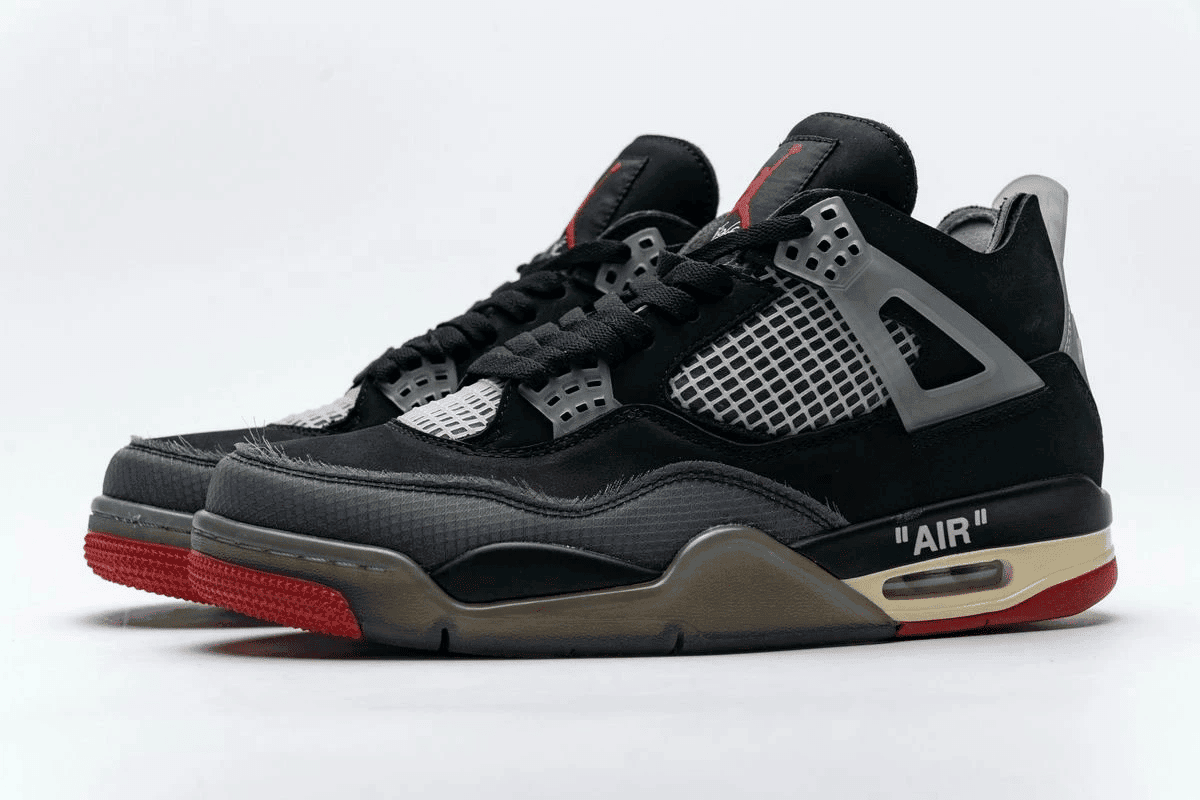 Men's OFF White x Air Jordan 4 Bred Shoes